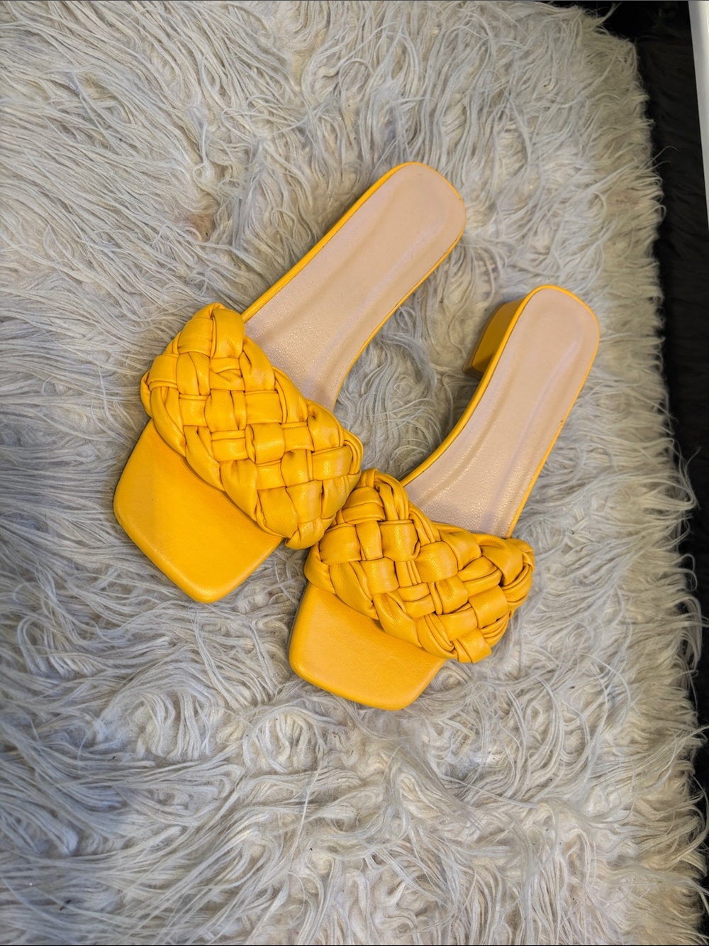 Woven Slide Mules in Yellow - Women